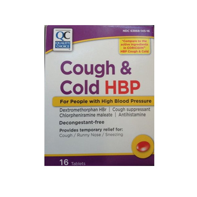 QC COUGH & COLD HBP 16 TABLETS
