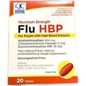 QC FLU HBP MAX STRENGTH TABLETS 20CT - THUỐC GIẢM CÚM DÀNH CHO BỆNH NHÂN CAO HUYẾT ÁP - 20 VIÊN