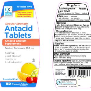 QC CALCIUM ANTACID REGULAR CHEWABLE ASSORTED 150CT